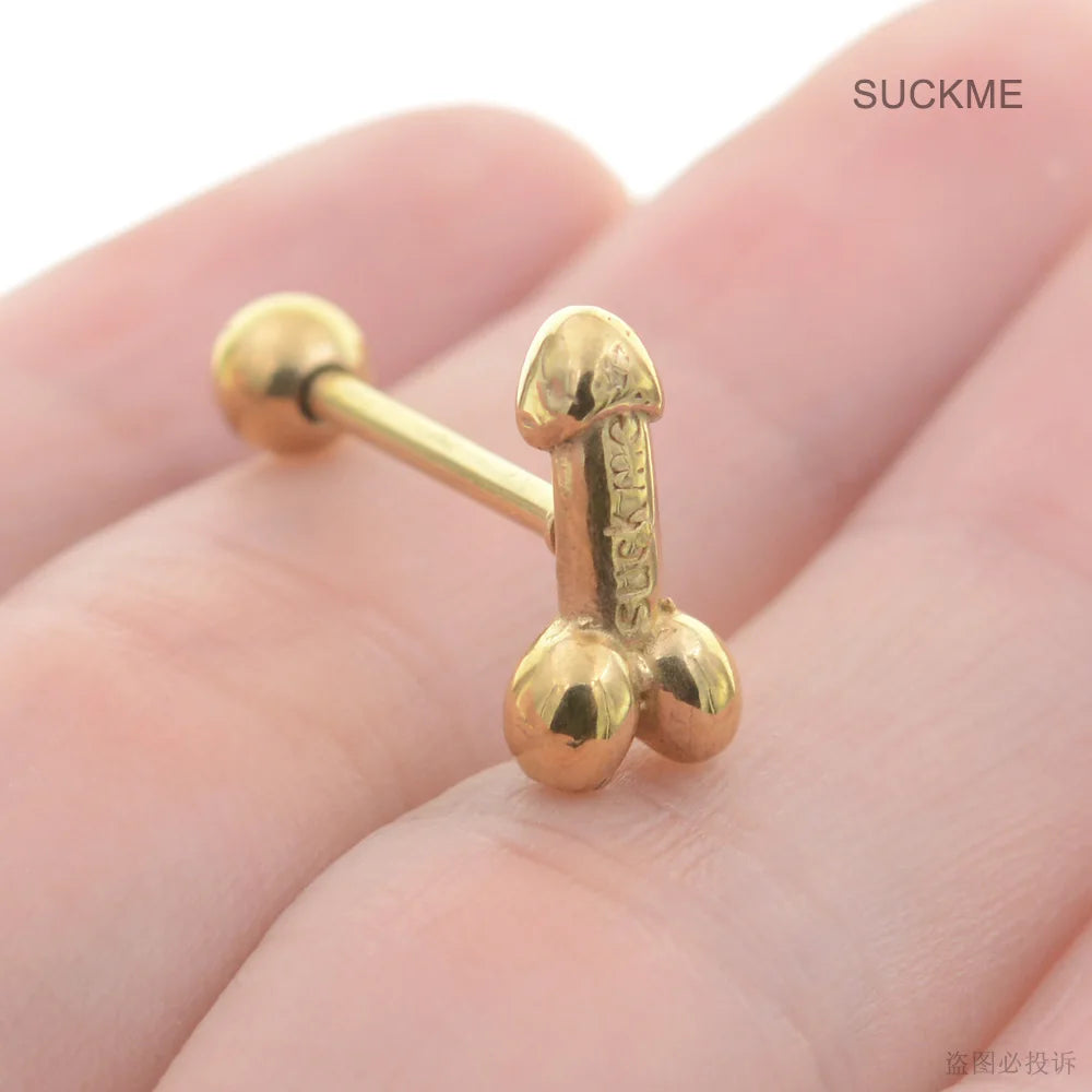 Starbeauty 14G Sexy Genital Tongue Piercing Barbell Tongue Rings Surgical Stainless Steel Bars Tounge Ring Women Body Jewelry Good Vibrations