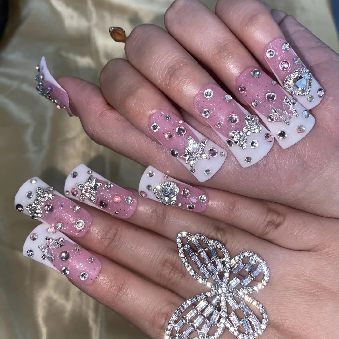 High Quality Multiply Designs 3D Handmade Customize Salon Press on Nails Acrylic Materials Set Good Vibrations