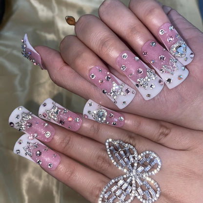 High Quality Multiply Designs 3D Handmade Customize Salon Press on Nails Acrylic Materials Set Good Vibrations