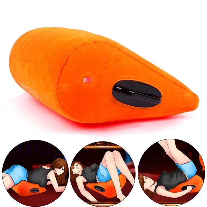 Inflatable adult erotic wedge pillow for couples, designed for versatile positions and comfort during intimate games.