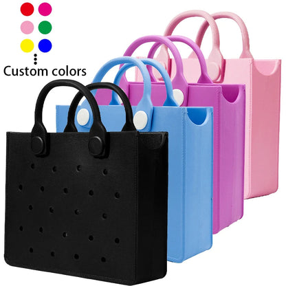 2026 New Arrivals Candy Color EVA Tote Bag for DIY Charms Waterproof Beach Bag Adjustable Strap Casual Travel Shopping Good Vibrations