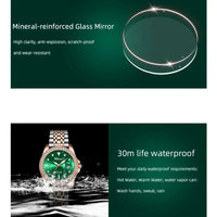 CHENXI Women Watch 385 Fashion Luxury Green Rhinestone Dial Stainless Steel Diamond Quartz Watches for Lady Dress Bracelet Gift Good Vibrations