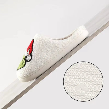 New Home Christmas Grinch Warm Winter Cotton Slippers Couples Men and Women Thick-soled Soft-soled Shoes Thick Non-slip Good Vibrations