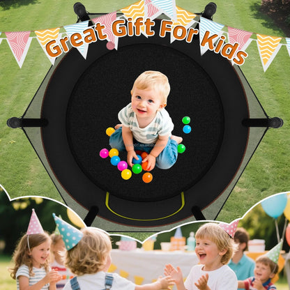 Zoshine 60" Indoor Baby Trampoline, Multi Color Mini Design Save Space,  Inside Safe Enclosure Net with Bounce Jumping Mat Good Vibrations