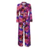 Two Piece Set Women Clothing Print Polo Collar Long Sleeve Shirt Top Wide Leg Pants 2 Piece Set Women Outfits for Women Good Vibrations