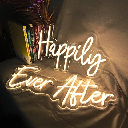 Happily Ever After Neon Sign Wedding Party Lights Event Background Decorative Lights Dimmable Good Vibrations
