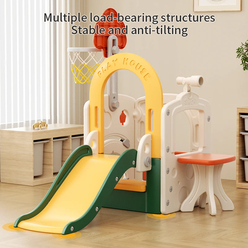 Feelkids Kids Fun Space Slide Playhouse Home Plastic Toy Toddler Baby Slide for Kids Indoor Children's Playground Good Vibrations