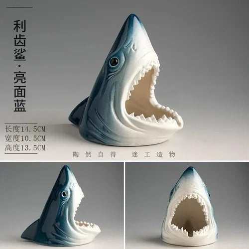 European Creative Shark Storage Ashtray Crafts Living Room Entrance Office Decoration Accessories Car Ashtray Gift for Boyfriend Good Vibrations Adult Super Store