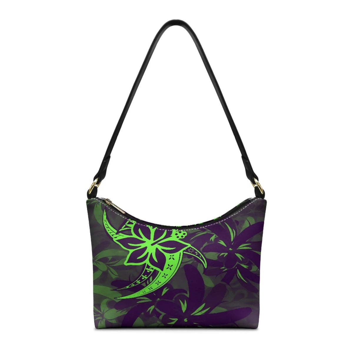 Nice Purple Flowers Birds Print Women's Single Shoulder Bag Fashionable Underarm Design Zip Portable All-Match Mother's Day Gift Good Vibrations