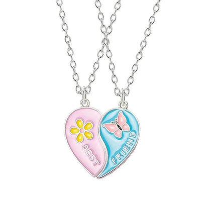 Fashion Best Friends Honey Love Couple Pendant Necklace 2 Pcs/ Set Chain Choke Broken Heart BFF Good Friendship Jewelry Gift Good Vibrations