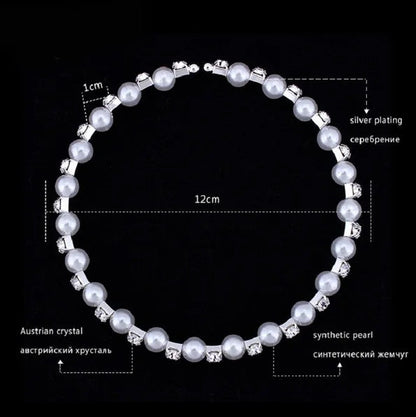 Wedding Bridal Jewelry Set String of Pearls Prom Silver Color Crystal Bracelet Necklace Earrings for Women jewellery sets Good Vibrations Adult Super Store