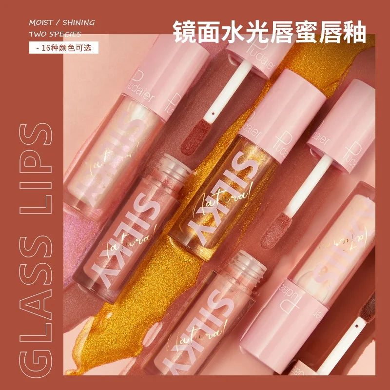 Wholesale Makeup 16 Colors Mirror Water Gloss Lip Gloss Moisturizing Lasting Vegan High Shine Lipgloss Private Label Cosmetics Good Vibrations