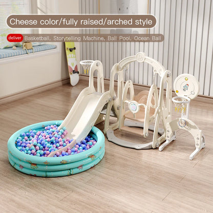 Children's Indoor Playground Equipment Plastic Swing Slide Set & Playhouse Combination for Park Usage Inflatable Type Good Vibrations