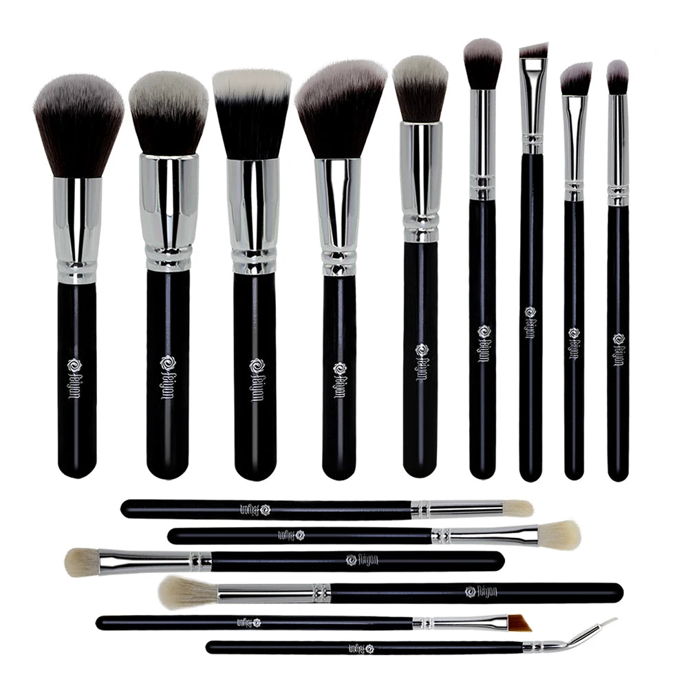 HMU Dropship Reseller Factory Brand 15pcs Custom Soft Black Sliver Make up Brush Set Vendor Other Makeup Brushes Good Vibrations