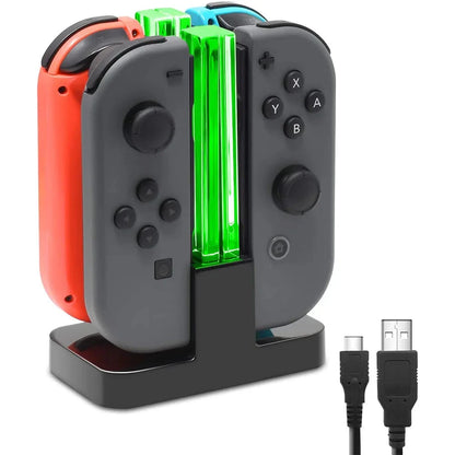 Nintend Switch 4 Controller Charger LED Indicator Charging Dock Station for Nitendo Switch Nintendoswitch NS Joy-con Accessories Good Vibrations