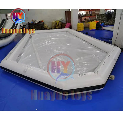 Hot Selling Portable Inflatable Yacht Floating Ocean Swimming Pool With Net Enclosure Water Park Game Equipment Good Vibrations