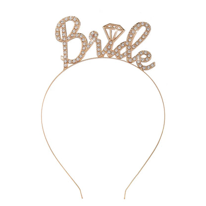 Diamond Letter Headband Bride to Be Sash Veil for Women Wedding Party Bridal Shower Gift WB019 Good Vibrations