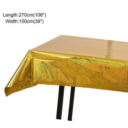 Disposable Party Glitter Table Cloth Birthday Rectangular Tablecloth Wedding Birthday Table Cloth Rectangular PVC Waterproof Good Vibrations