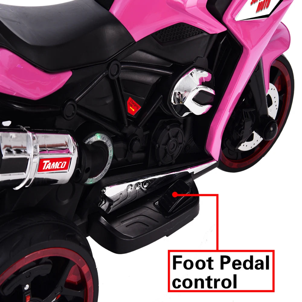 12V Kids Electric Scooter Girls Scooter Children Battery Motor Rechargeable 3 Wheels Electric Motorcycle with Light Wheels Good Vibrations