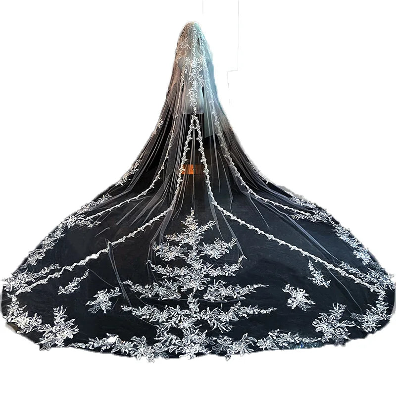 S7692F   Hot -selling Bride Is Married to Super Fairy Long Tail  Advanced Face Long Bridal Veils Elegant Good Vibrations