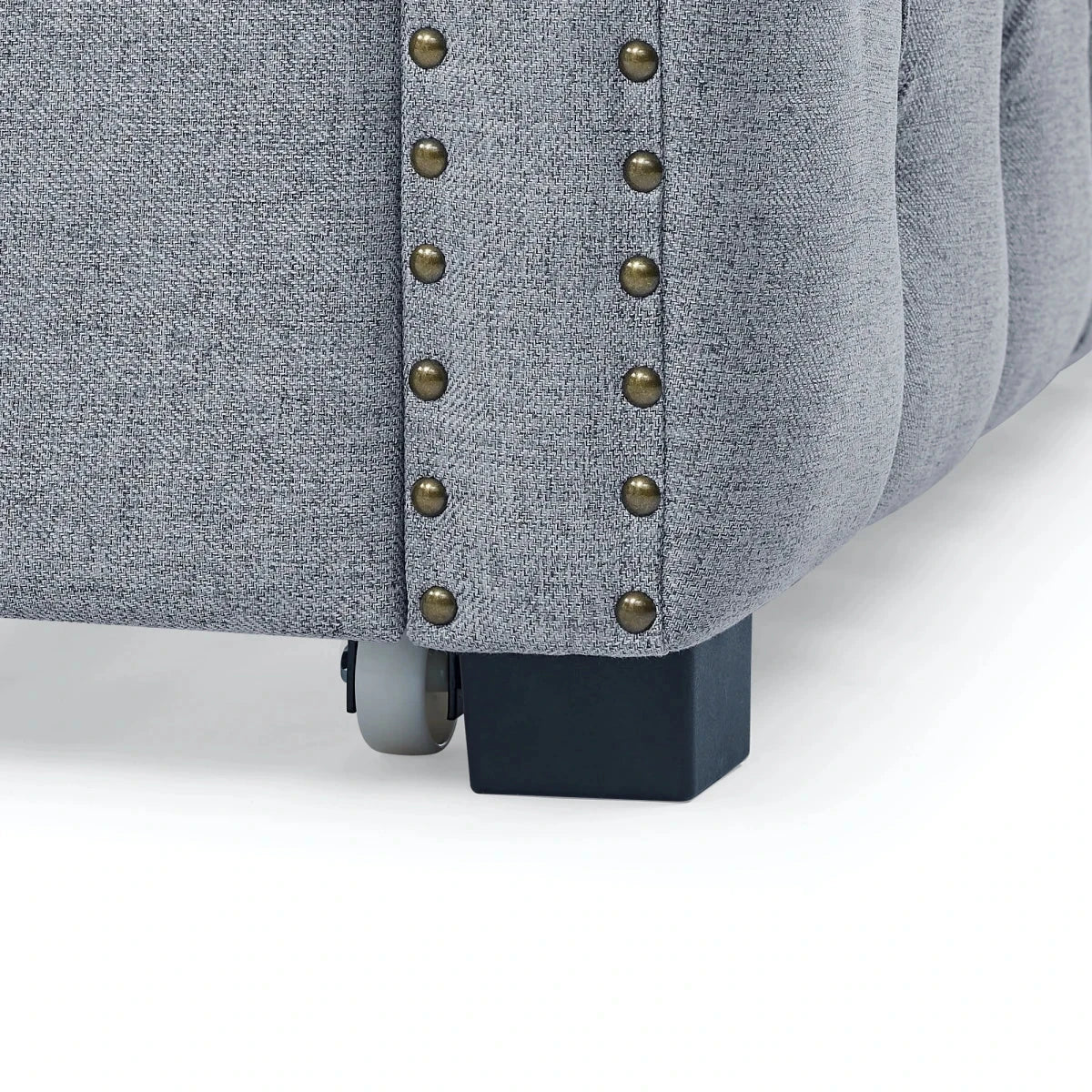 Daybed with Trundle Upholstered Tufted Sofa Bed With Button and Copper Nail on Square Arms Full Daybed and Twin Trundle Good Vibrations