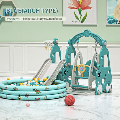 6 in 1 Indoor Playground Set for Children HDPE/PE Swing and Slide Toys Baby Playhouse with Indoor Slide and Swing Features Good Vibrations