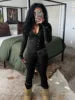 Custom 2 Piece Set Women Outfits Zipper Top and Flare Pants 2 Piece Sets Casual Two Piece Jogger Set Womens Fall Winter Clothing Good Vibrations