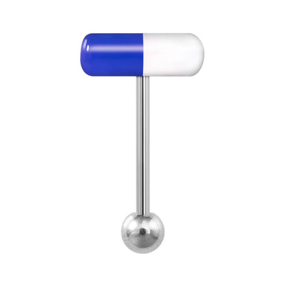 1-10 Pieces Colorful Capsule Tongue Rings Acrylic Pill Tongue Piercing Jewelry Women Surgical Steel Tongue Ring Bars Barbell 14G Good Vibrations