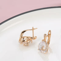 Kinel Hot Water Drop Natural Zircon Stud Earrings For Women 585 Rose Gold Color Bride Wedding Fashion Party Daily Fine Jewelry Good Vibrations