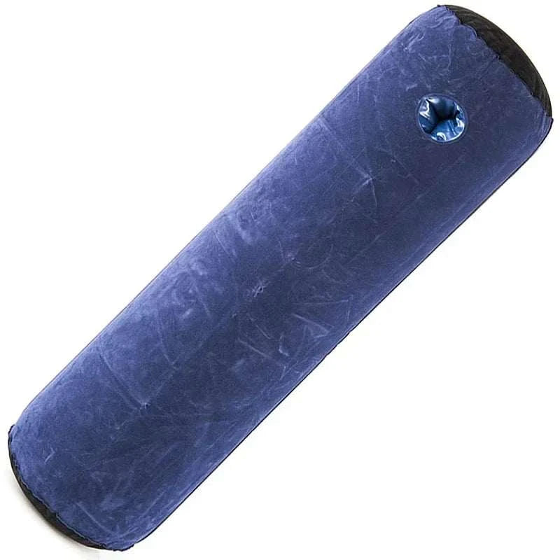 Inflatable erotic wedge cushion for adult games and positions.