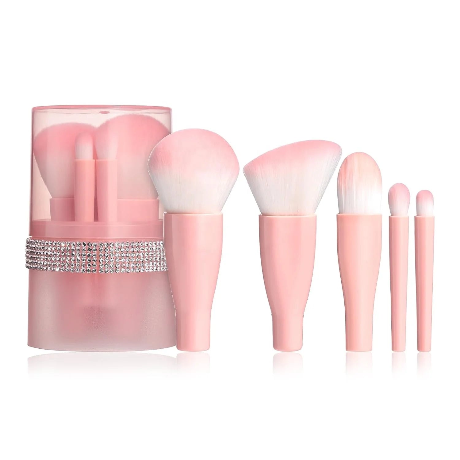 Premium Synthetic Hair Mini Handle Makeup Brush Set Foundation Powder Concealer Eye Shadows Travel Pink Makeup Brushes With Case Good Vibrations