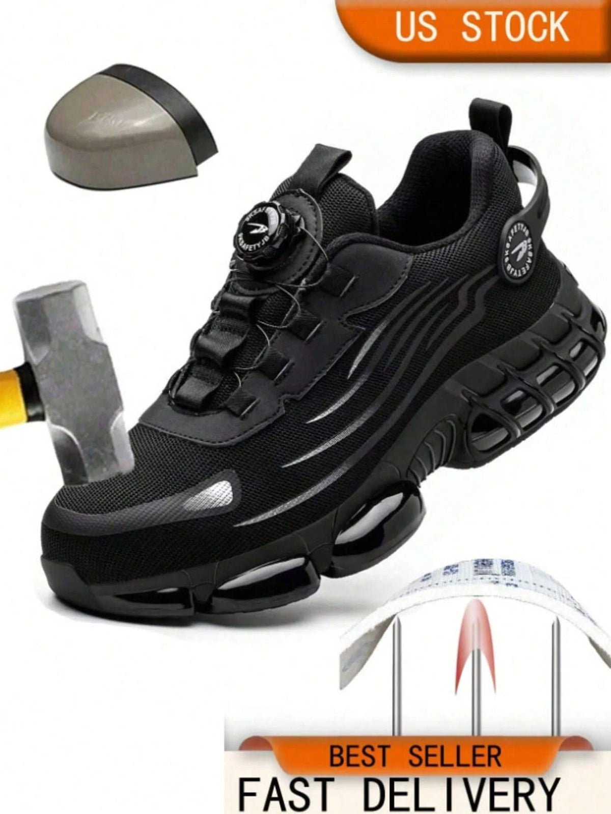 Rotary Button Safety Shoes Men Steel Toe Sneakers Puncture Proof Work Safety Boots Air Cushion Sport Work Shoes Anti-smash Boots Good Vibrations