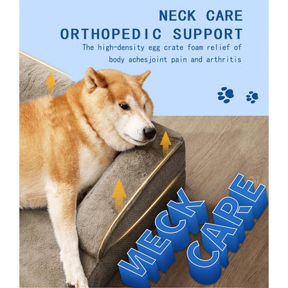 Orthopedic Pet Cushions Bed Large Dog Washable Removable Cover with Egg-Crate Foam & Waterproof Lining for Cats Good Vibrations