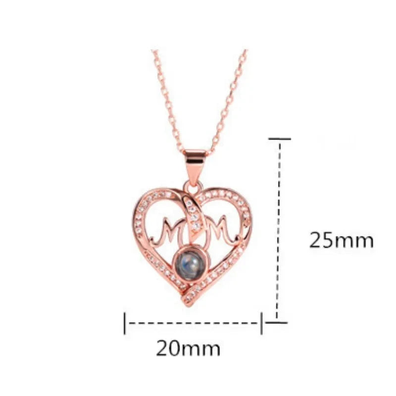 SSeeSY Hot Sale Personalized Custom Design Gemstone Copper Fashion Jewelry Mothers Day Gift Heart Pendant Mom Necklace for Women Good Vibrations