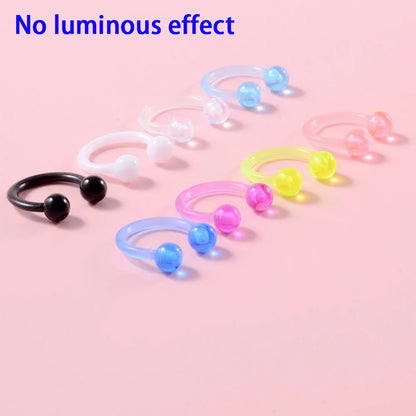 Surgical Steel Bar Tongue Rings Acrylic Glow in the dark ball Tongue Barbell Luminous Acrylic Ball Belly button Ring Piercing Good Vibrations