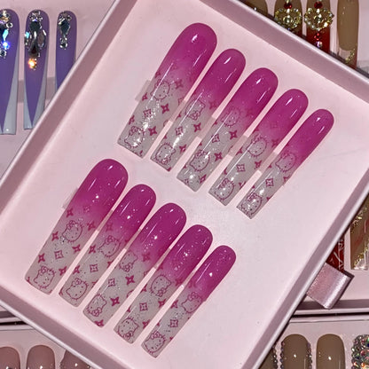 High Quality Multiply Designs 3D Handmade Customize Salon Press on Nails Acrylic Materials Set Good Vibrations