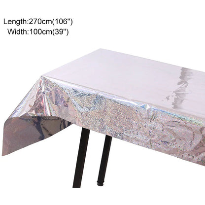 Disposable Party Glitter Table Cloth Birthday Rectangular Tablecloth Wedding Birthday Table Cloth Rectangular PVC Waterproof Good Vibrations