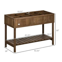 43x18x30in Raised Garden Bed with 8 Pockets and Shelf, Wooden Elevated Planter Box with Legs to Grow Herbs Flowers, Dark Brown Good Vibrations