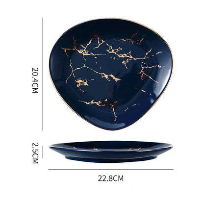 Nordic Dinner Irregular Plates Ins Gold Inlay Dinner Dish Marble Steak Plates Ceramic Dishes Tray Dinnerware Sets Drop Shipping Good Vibrations