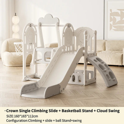 Feelbaby White Plastic Indoor Playground Set Swings Slide for Kids Home Garden Use-PE Material for Educational Shopping Mall Use Good Vibrations