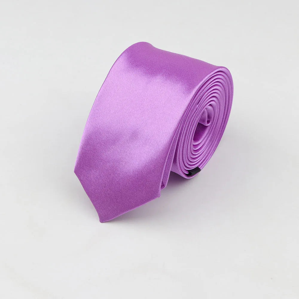 Tie for Men Solid Color Slim Necktie Polyester Narrow Cravat Blue Purple Gold Pink Formal Ties Fashion Daily Shirt Accessory Good Vibrations