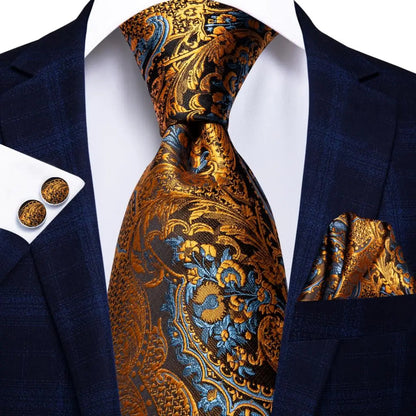 Jacquard Peacock Blue Novelty Design Wedding Tie For Men Hanky Cufflinks Gift Mens Necktie Set Business Party Dropshipping Good Vibrations