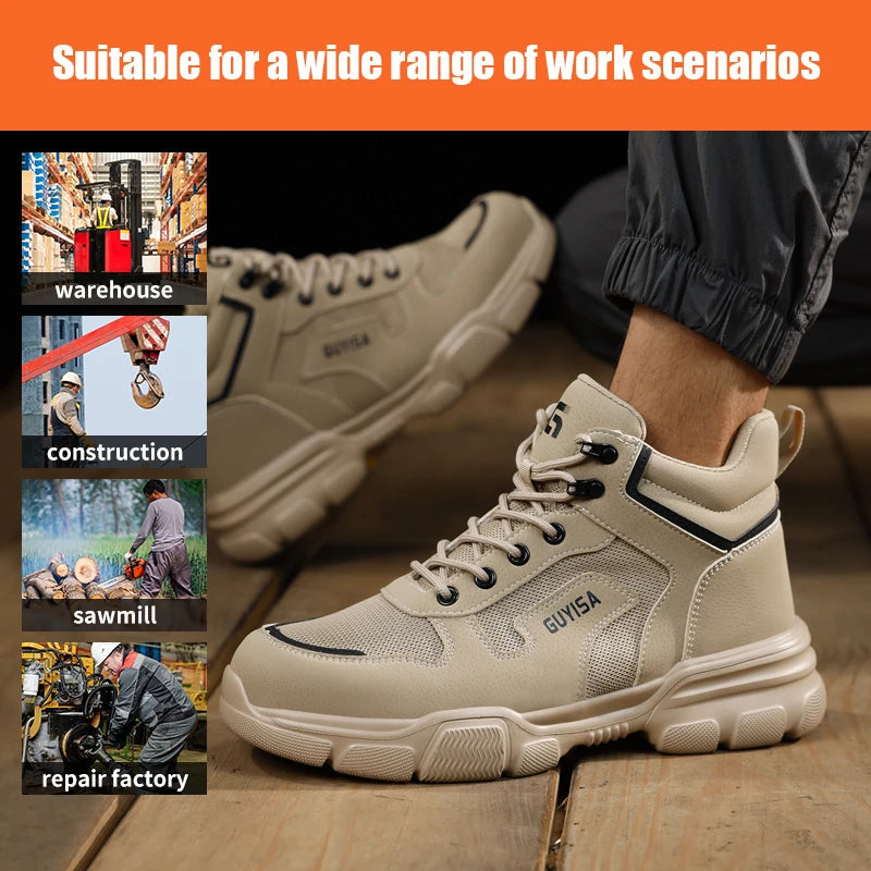GUYISA Brand Lightweight Safety Shoes Outdoor Sports European Standard Steel Toe Safety Shoes Good Vibrations