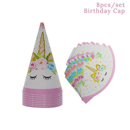 Unicorn Decoration Birthday Party Decor Kids Unicorn Disposable Tableware set Unicornio Baby Shower Girl Birthday Party Supplies Good Vibrations