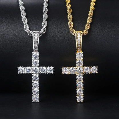 Hiphop Cross Pendant Necklace For Women Jewelry Female Statement Men Iced Out Chain Wholesale Gold Color Homme Jewellery HP003 Good Vibrations