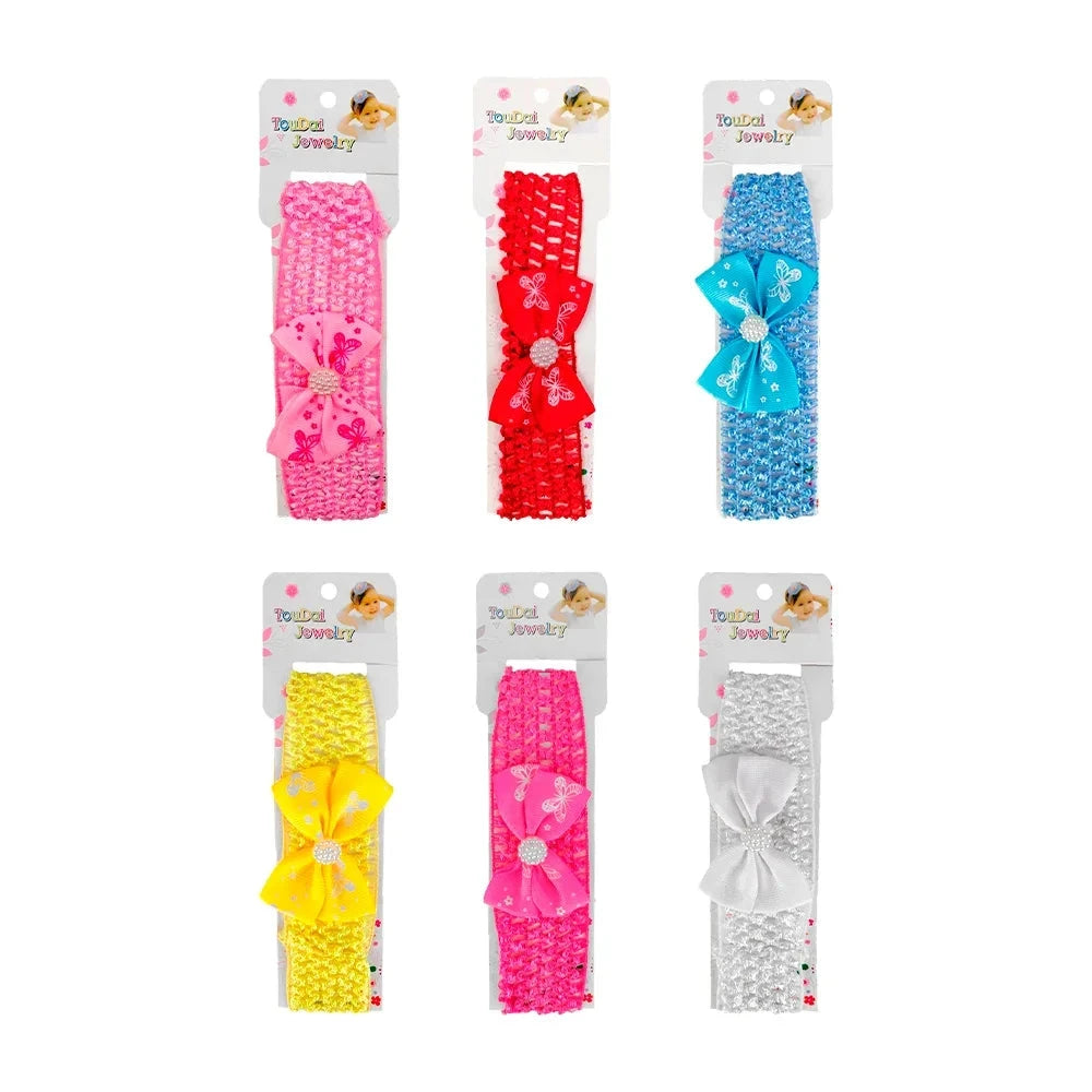 GDL 1pc Woven Fabric Headband for Baby with Bow or Flower and Pearls Variety of Colors Toudai Jewelry Accessory Good Vibrations