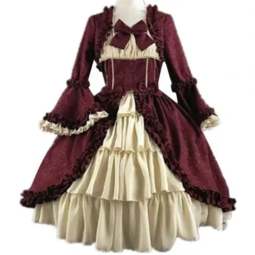 Medieval Dresses Gothiced Court Dress Royal Lady Ball Lolita Dress Square Neck Tight Waist Bowknot Women Dress Vestido Ropa Good Vibrations