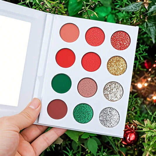 Wholesale Christmas Gift 12 Color High Pigmented Eye Shadow Palette Shimmer Private Label Christmas Eyeshadow Palette Good Vibrations