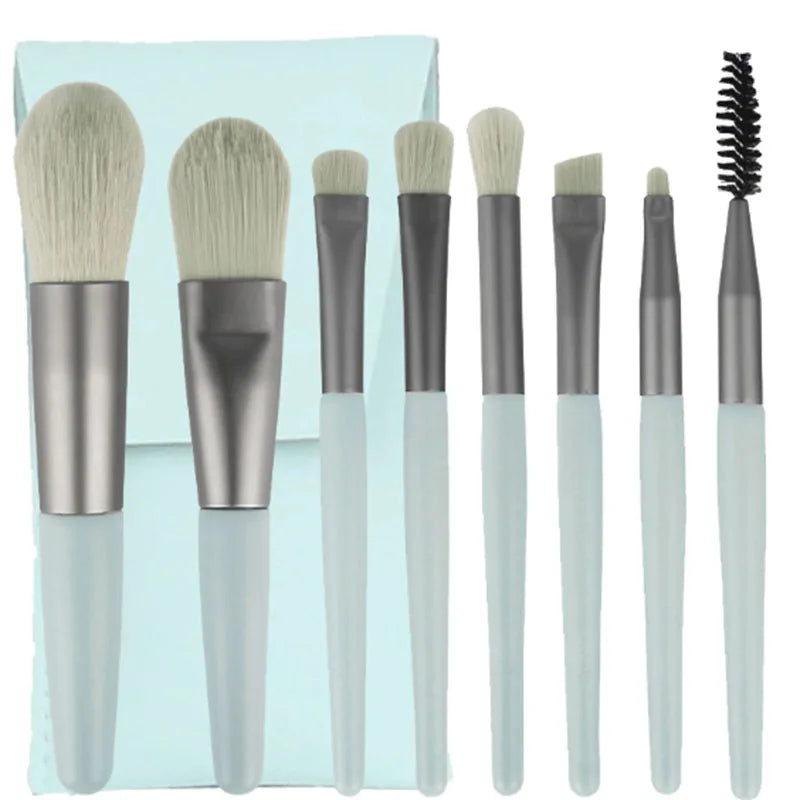 8pcs Macaron Makeup Brushes Set Eye Shadow Foundation Tool 8pcs Mini Travel Portable Cute Makeup Brush for Kids with Zipper Bag Good Vibrations