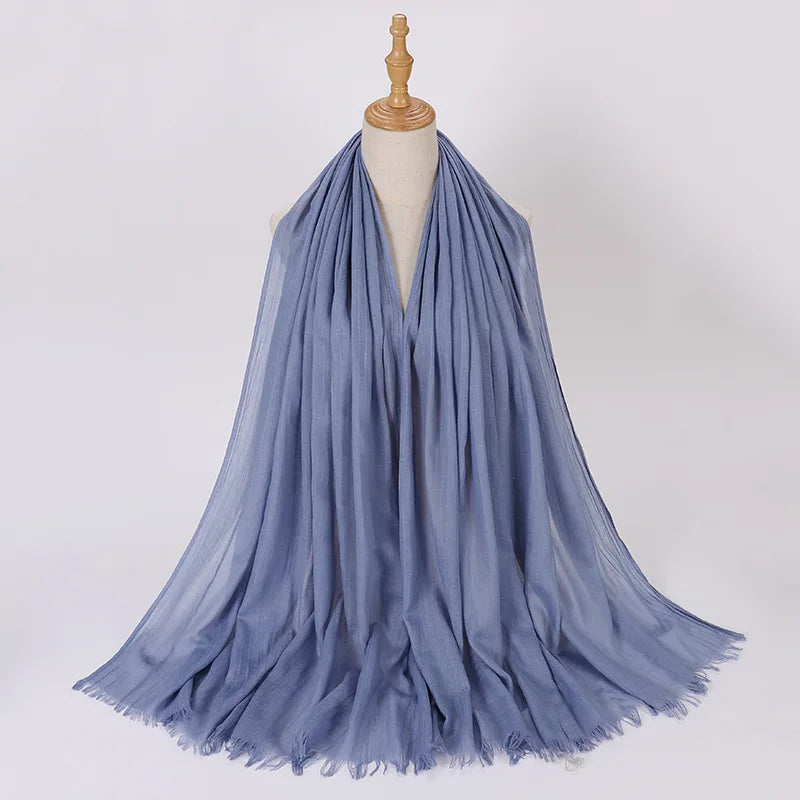 High Quality Viscose Cotton Hijab Shawls Plain Tassels Polyester Veils for Hijab Ladies Good Vibrations